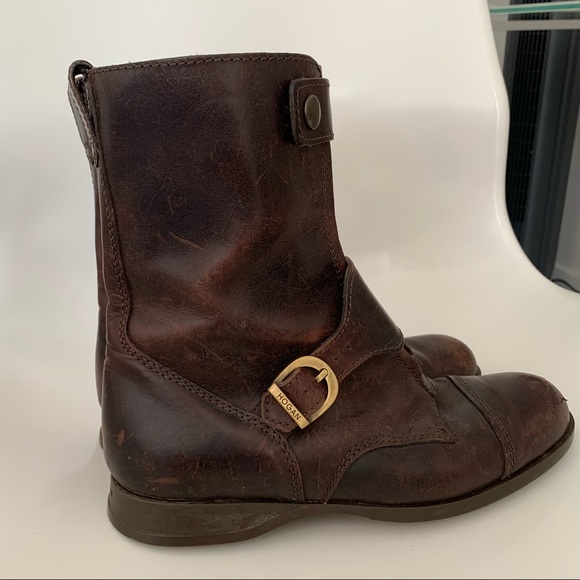 Hogan Brown Leather Buckled Biker Military Boots 6.5 BS2 - Picture 7 of 10